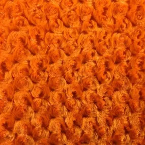 Orange Rich Rose Rosette Floral Minky Fabric | Super Soft Fabric