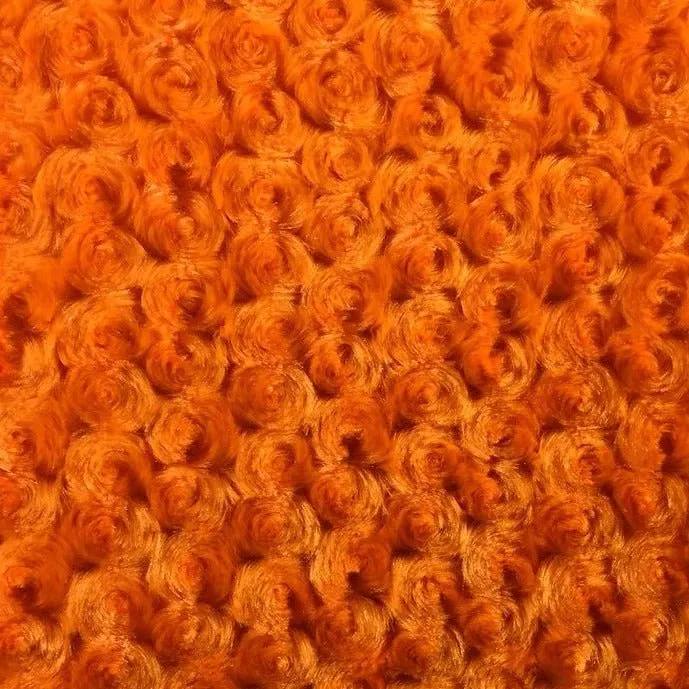 Orange Rich Rose Rosette Floral Minky Fabric | Super Soft Fabric