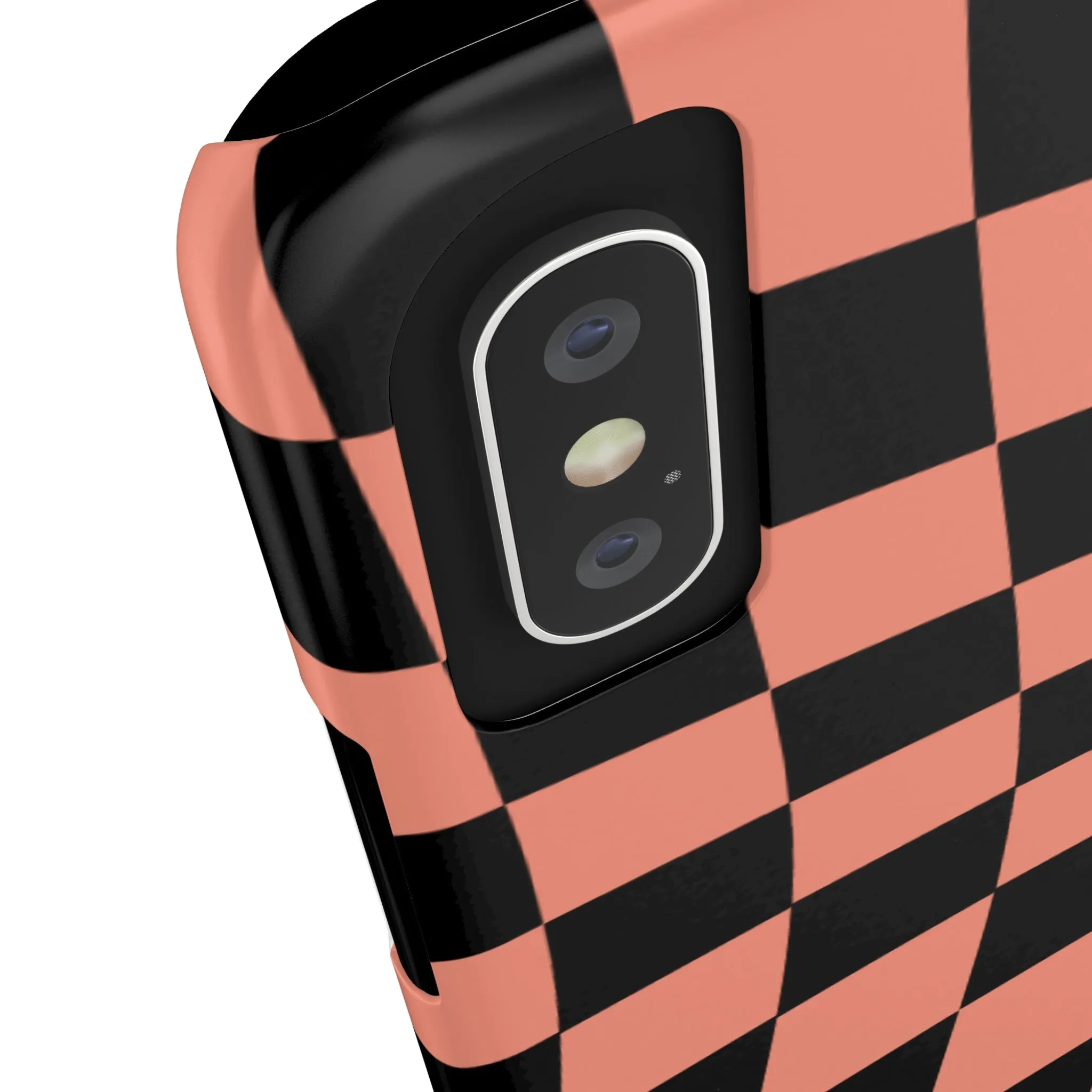 Pink and Black Checked Background with Happy Daisy iPhone Slim Phone Case