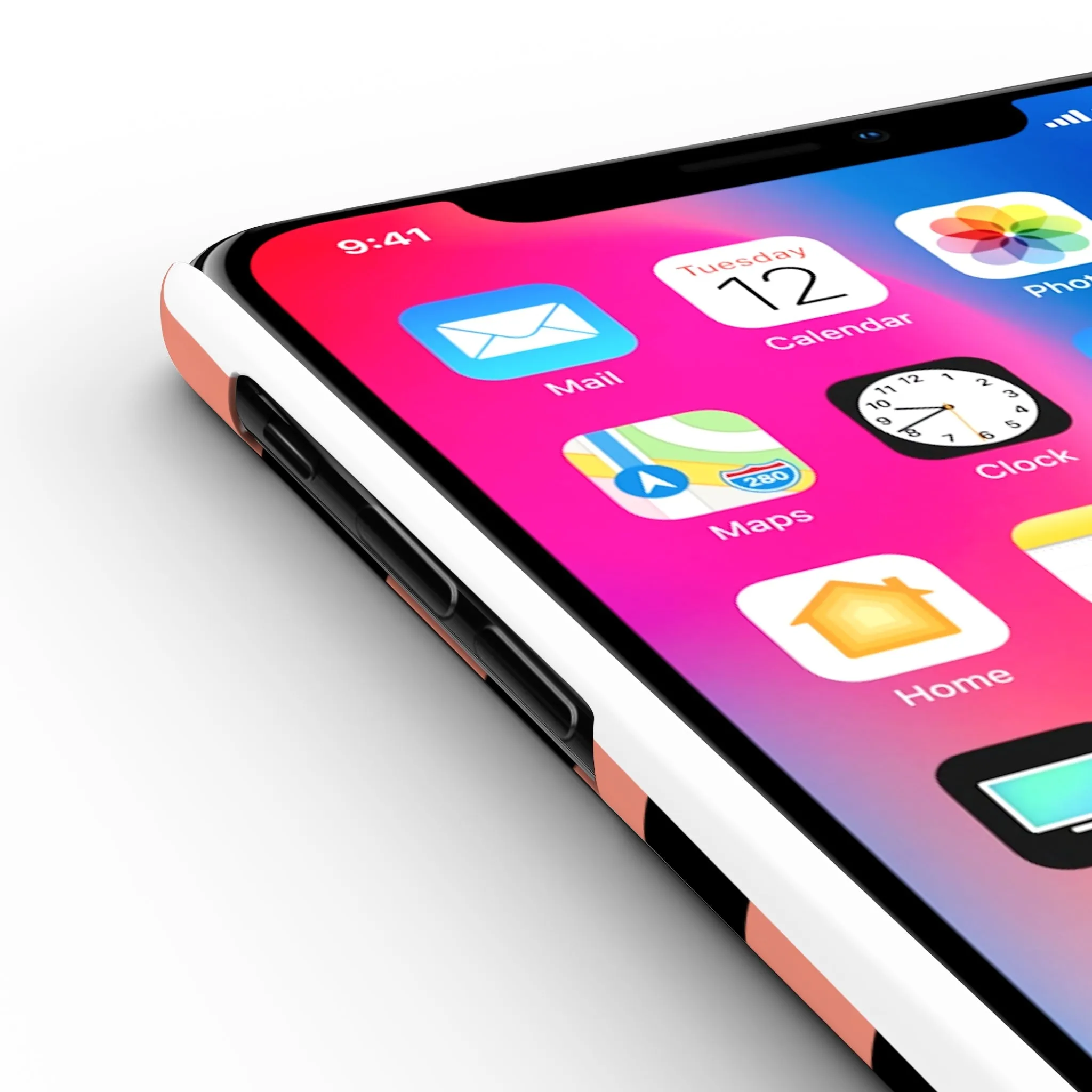 Pink and Black Checked Background with Happy Daisy iPhone Slim Phone Case