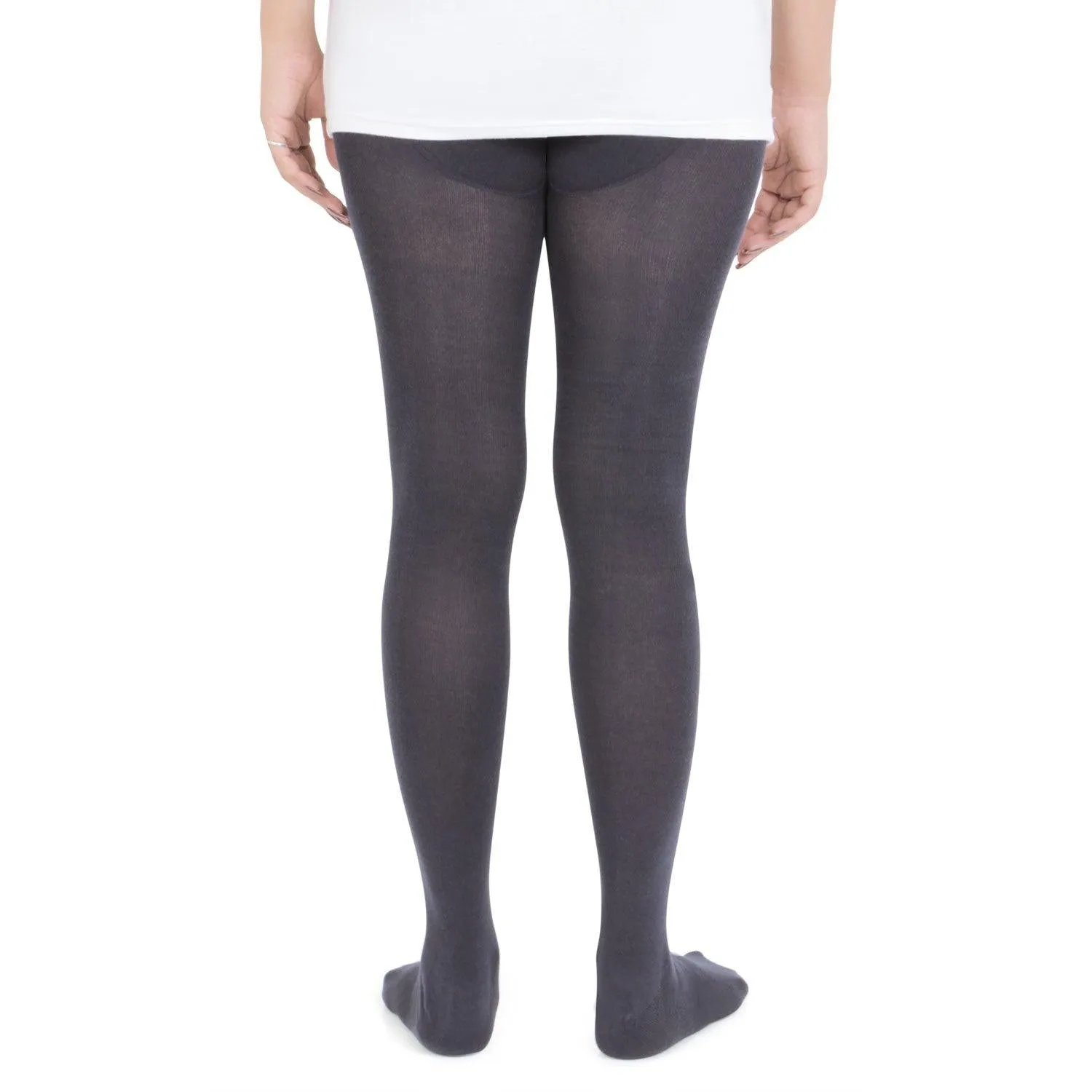 Plain Knitted Tights For Girls - Dark Grey
