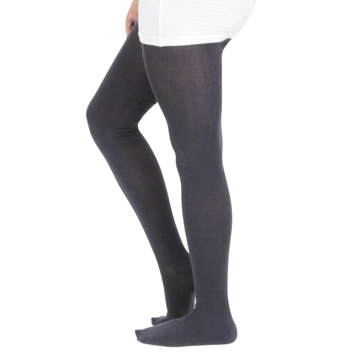 Plain Knitted Tights For Girls - Dark Grey