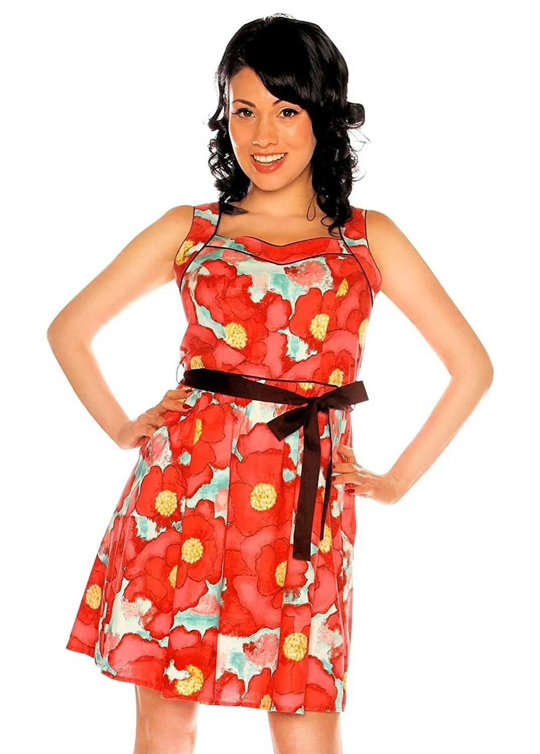 Retrolicious 1950's Style Dress in Red Poppy Cotton