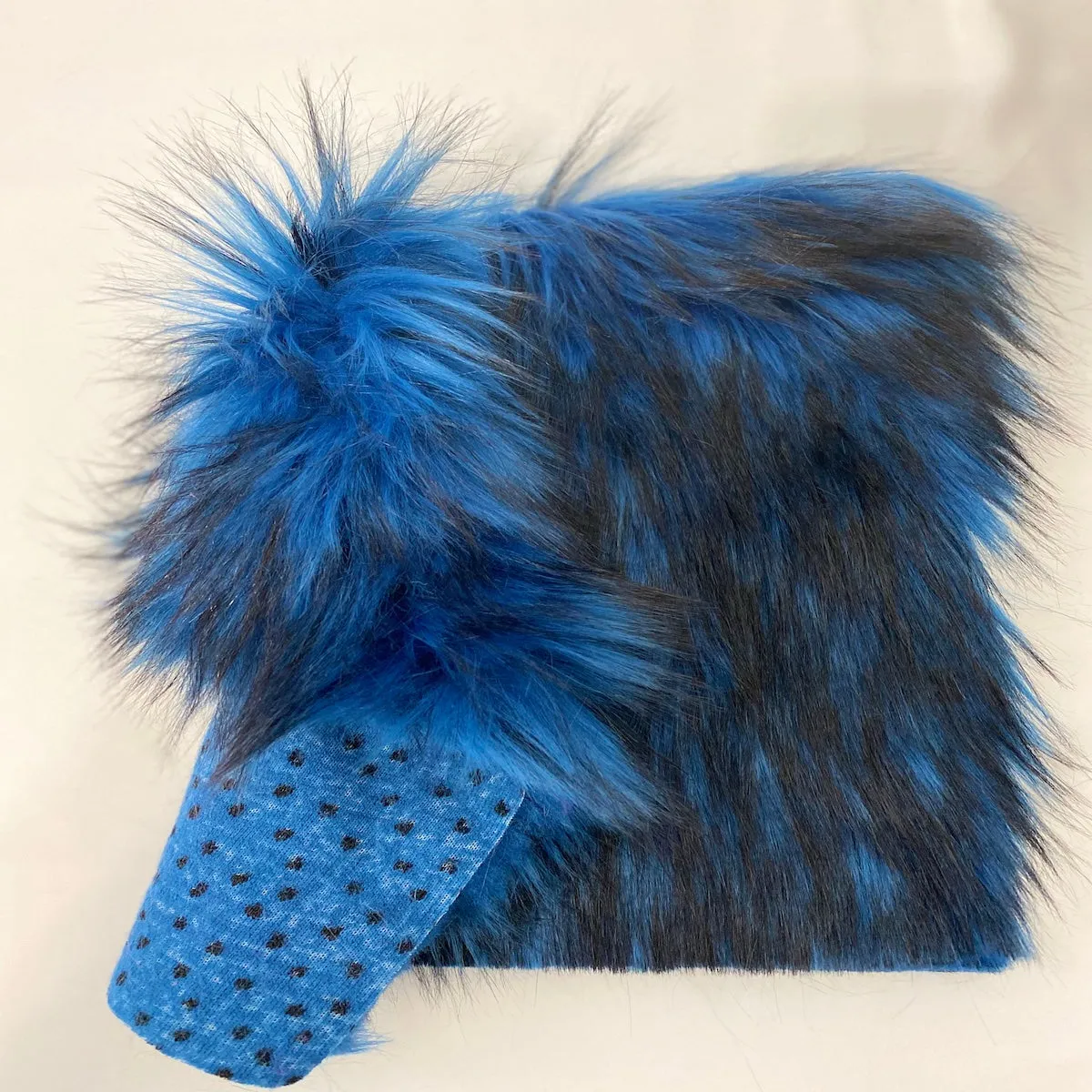 Royal Blue Black Husky Print Long Pile Shaggy Faux Fur Fabric