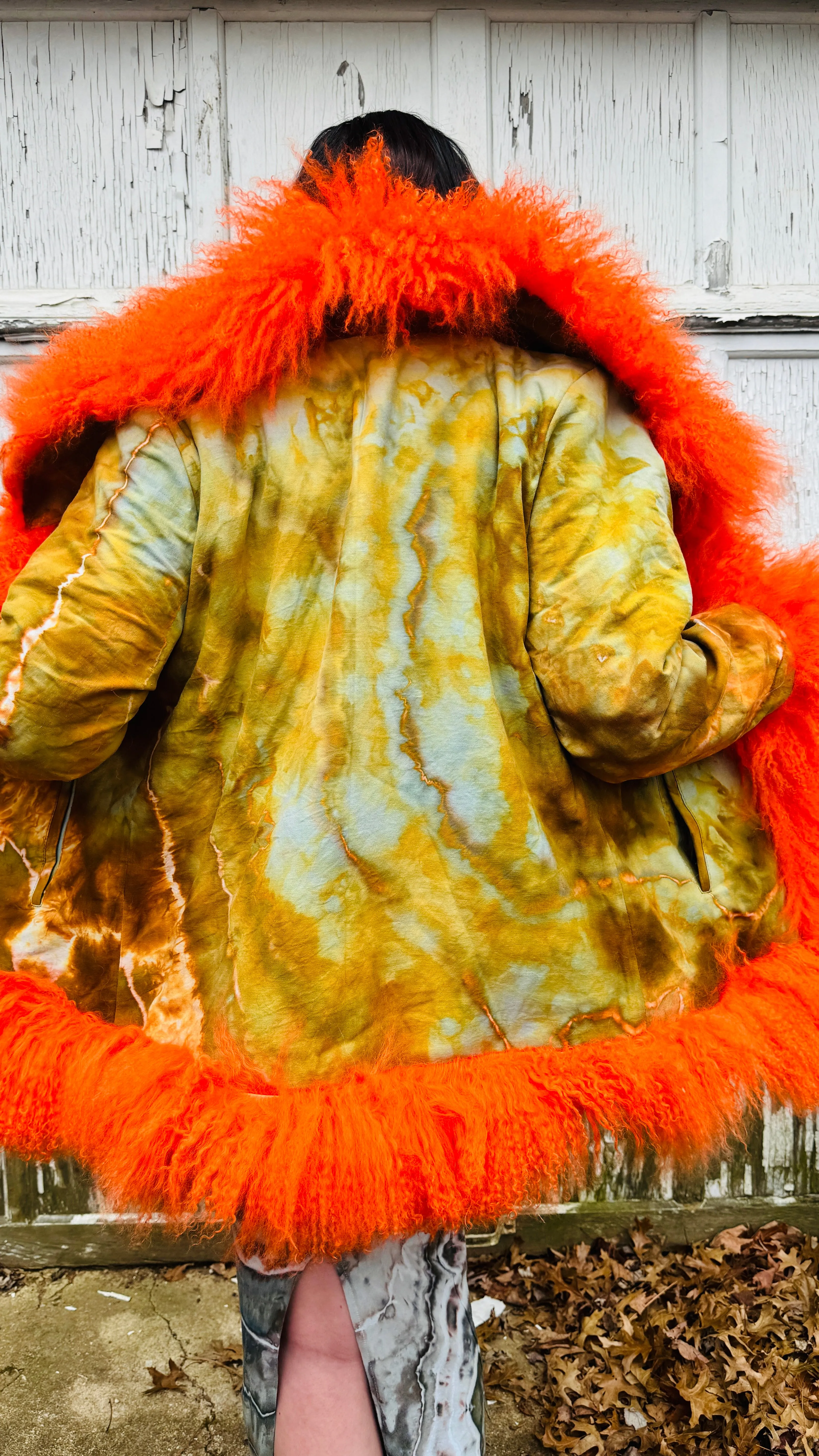 Short Large Magic Mongolian Fur Jacket (could fit XL)