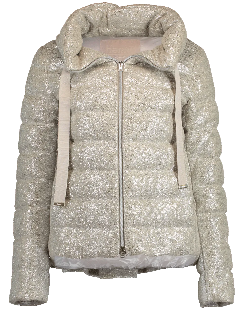 Sparkle Pleated Puffer Jacket