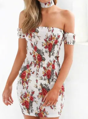 TastyHottie - Off Shoulder Floral Print Bodycon Dress Women Mini Dresses