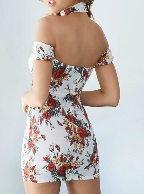TastyHottie - Off Shoulder Floral Print Bodycon Dress Women Mini Dresses