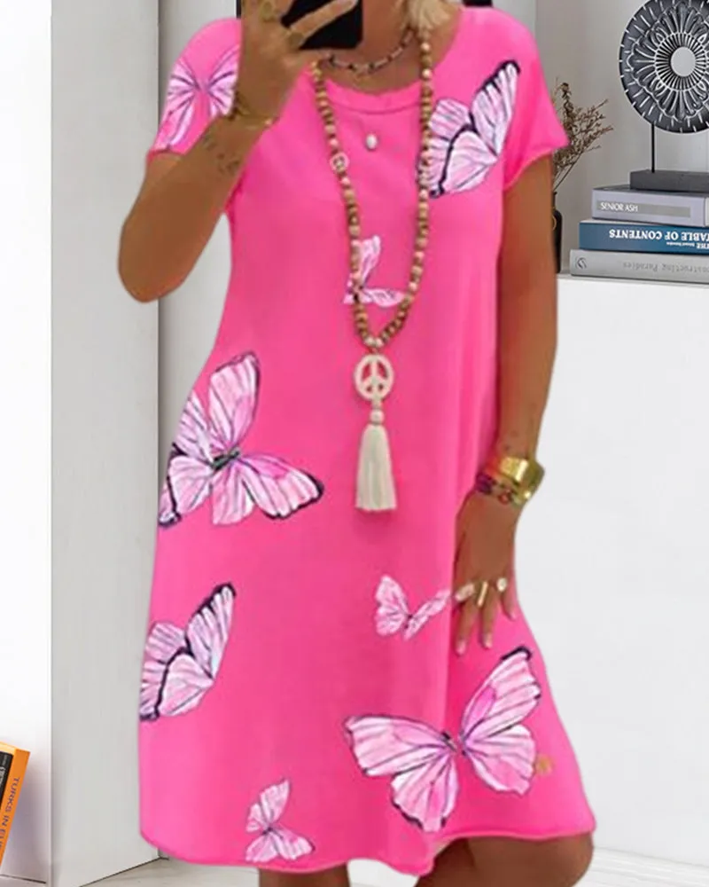 TastyHottie - Short sleeve Dress with Butterfly Print