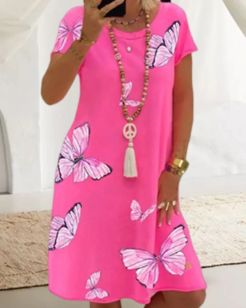 TastyHottie - Short sleeve Dress with Butterfly Print