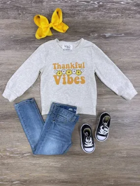 Thankful Vibes Sunflower Girls Long Sleeve Top