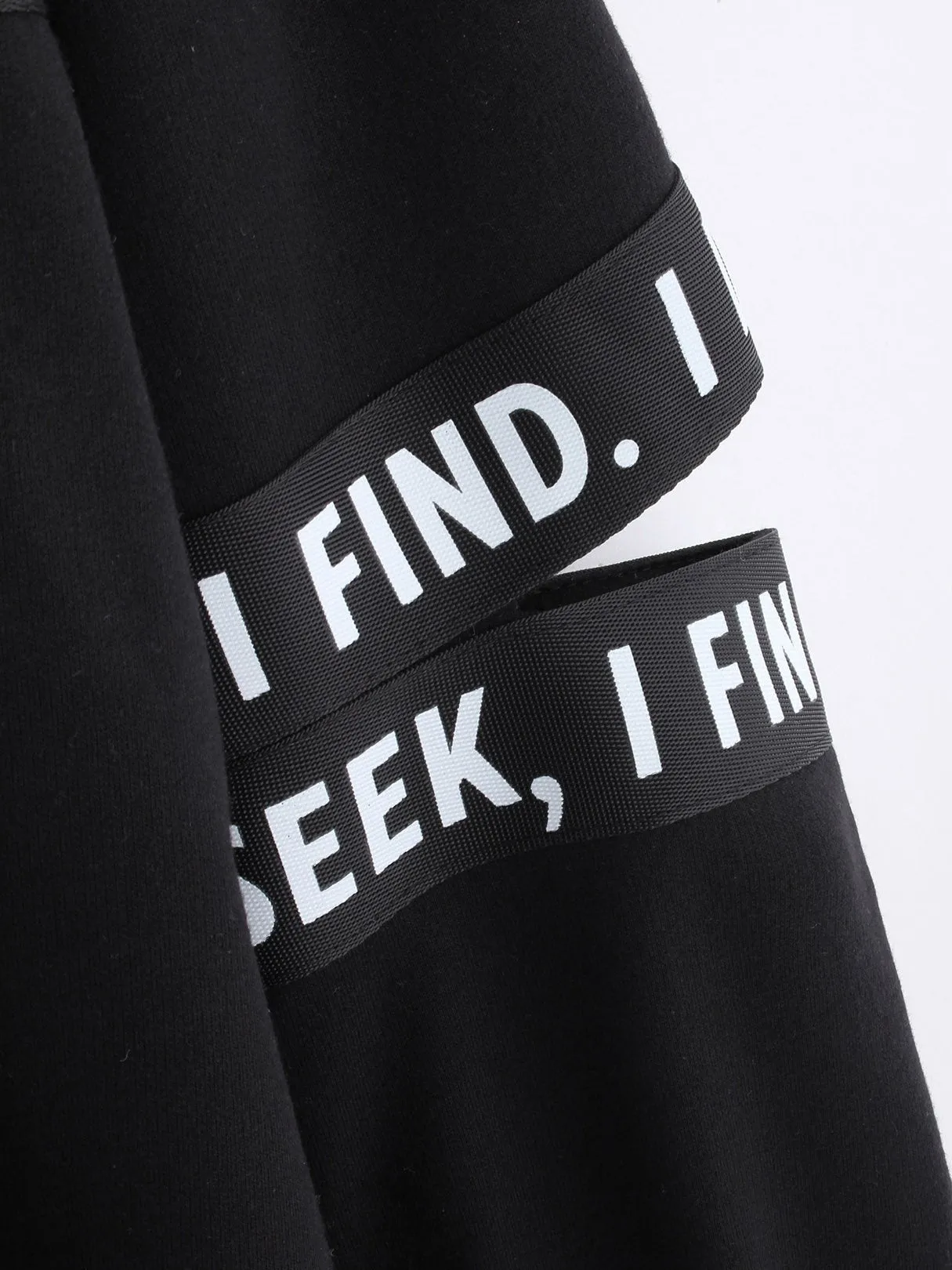 Wholesale Black Long Sleeve Letter Hooded Cut Out Casual Dress