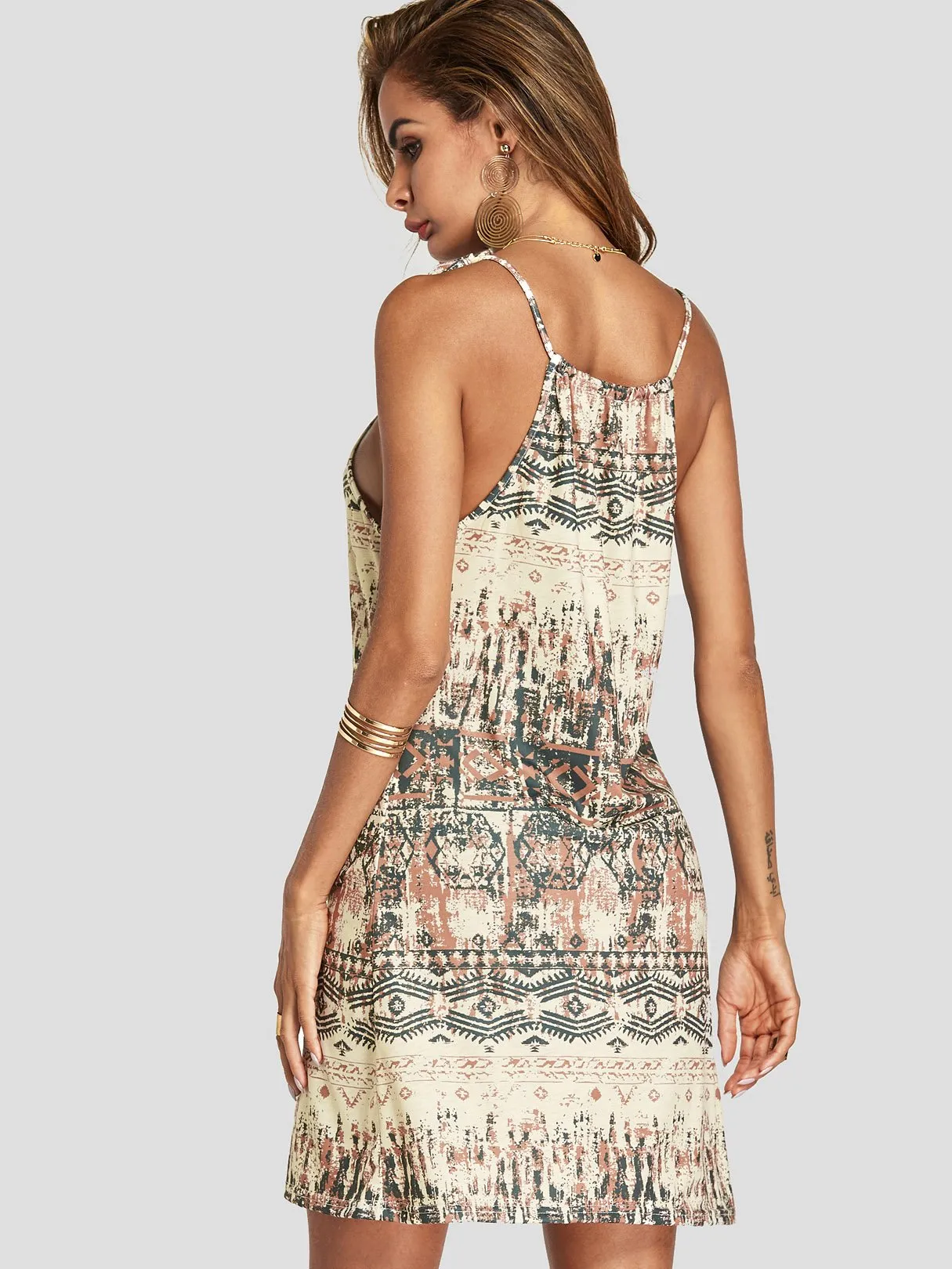 Wholesale Halter Tribal Print Casual Dresses