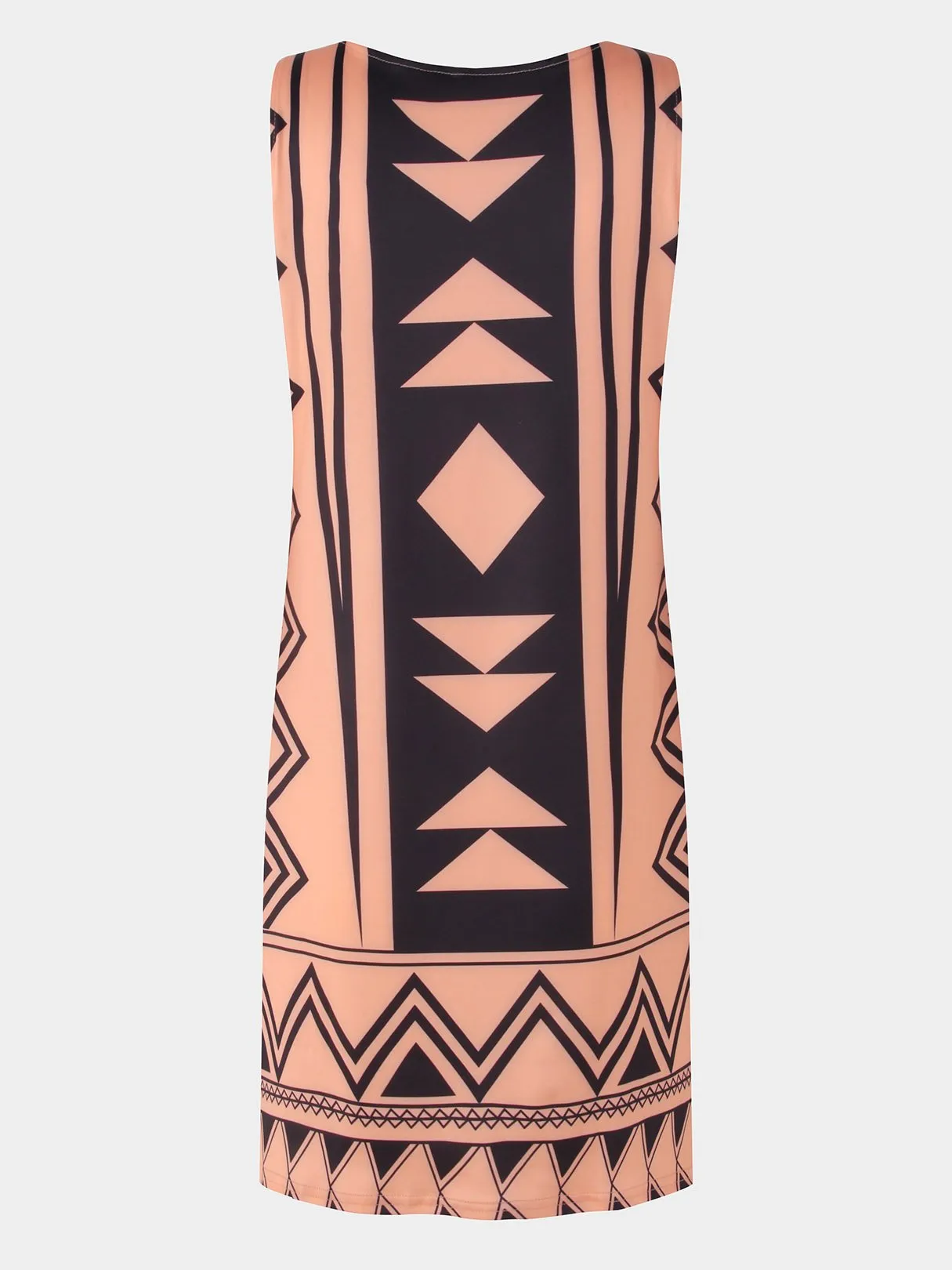 Wholesale Orange Crew Neck Sleeveless Geometrical Casual Dress