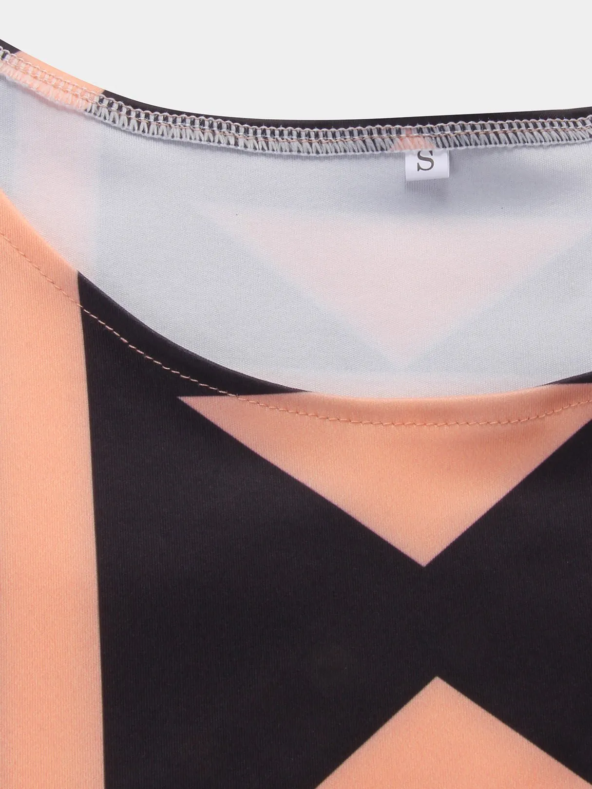 Wholesale Orange Crew Neck Sleeveless Geometrical Casual Dress