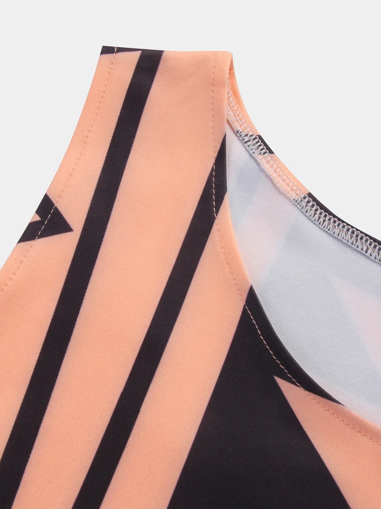 Wholesale Orange Crew Neck Sleeveless Geometrical Casual Dress