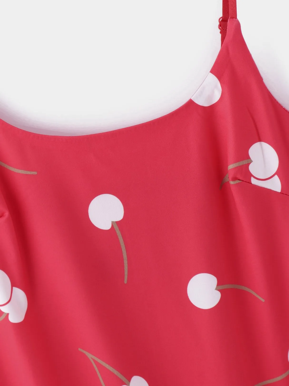 Wholesale Red Scoop Neck Sleeveless Floral Print Zip Back Spaghetti Strap Flounced Hem Casual Dresses