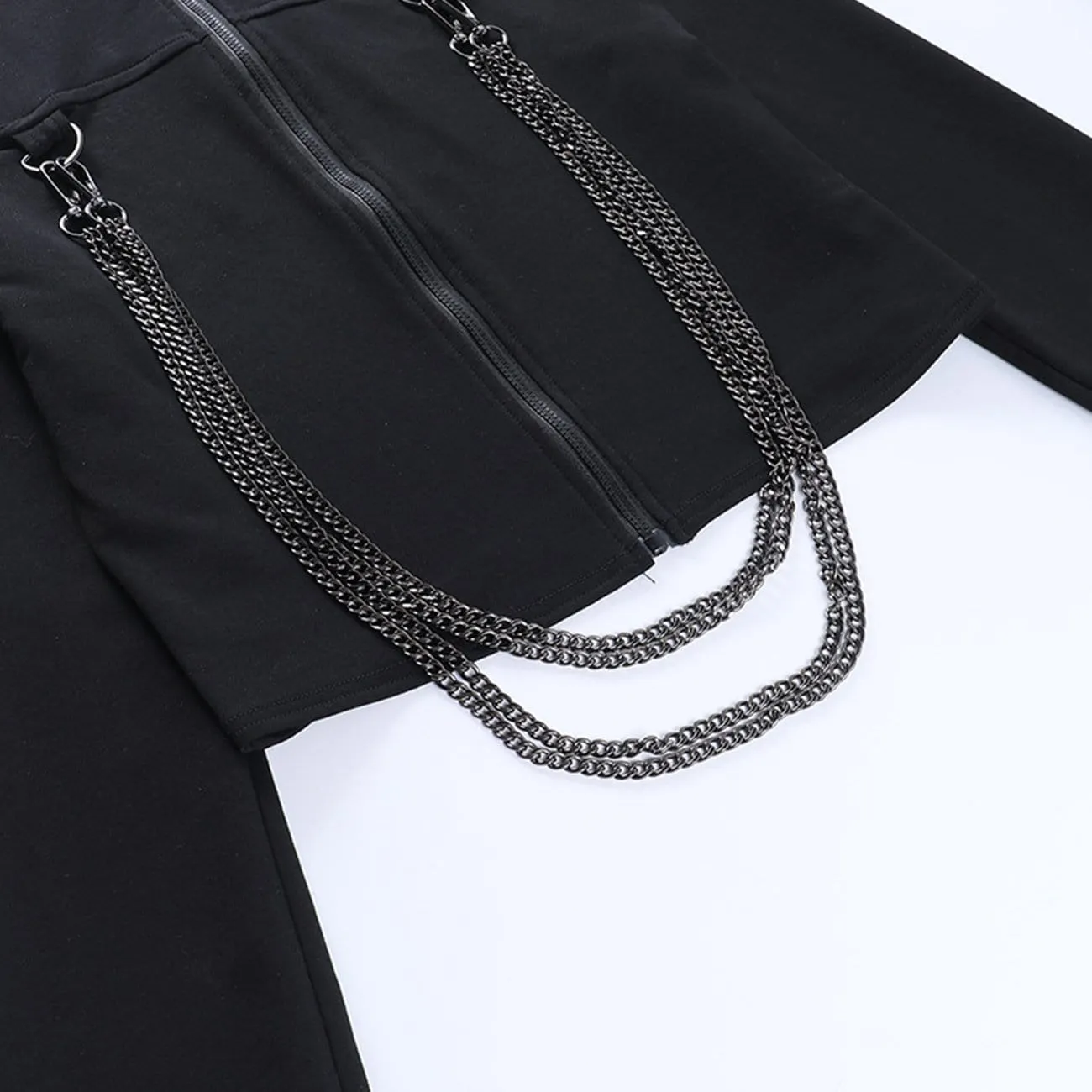 WLS Techwear Chain Turtleneck Zip Up Long Sleeve Tee