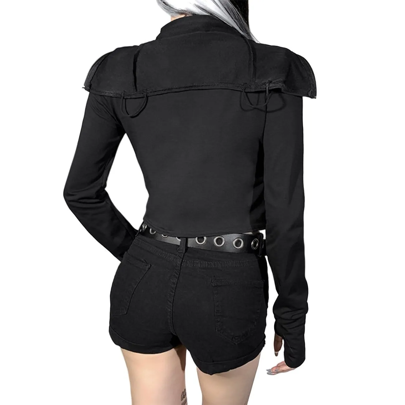 WLS Techwear Chain Turtleneck Zip Up Long Sleeve Tee